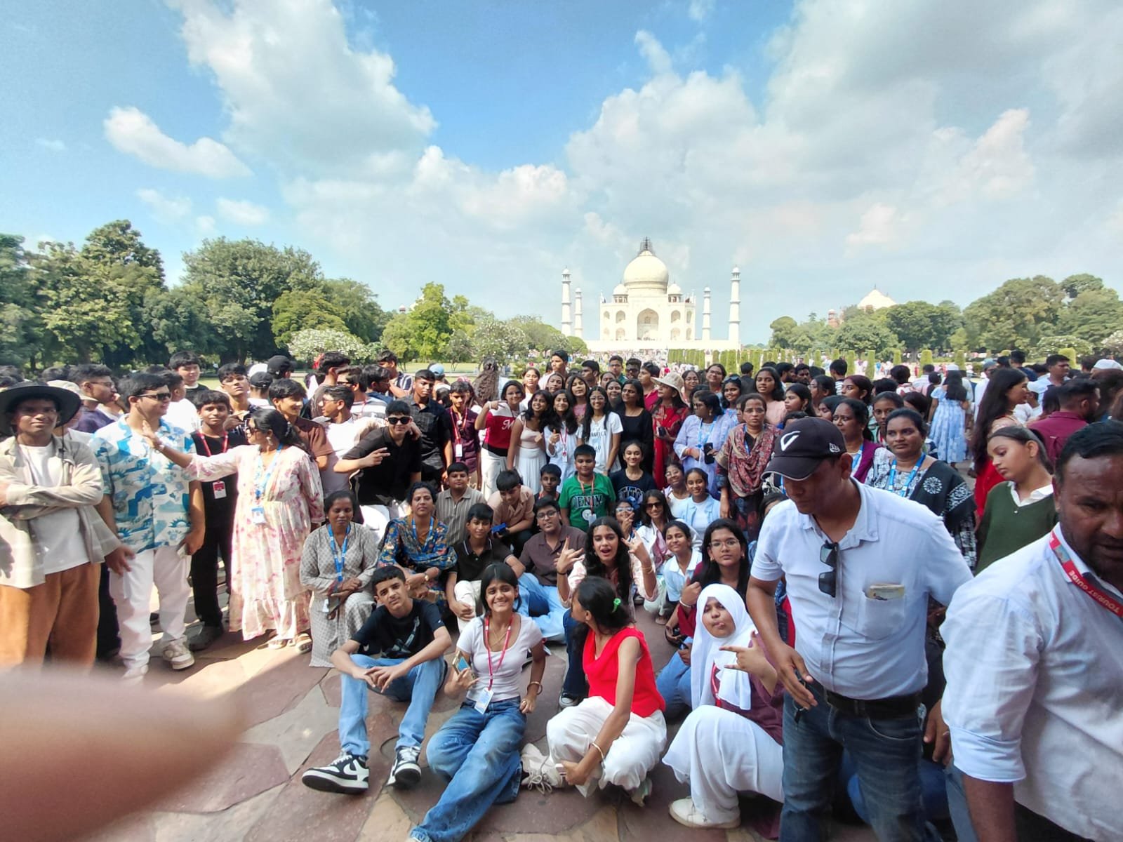 Students beneath the Great Gate of the Taj Mahal, Agra